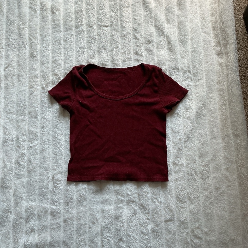 Brandy Melville Deep Red Short Sleeve Tee